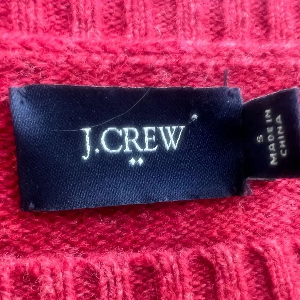 J.CREW Factory Women’s 100% Lambs Wool Red Long Sleeve Crewneck Sweater Size S
